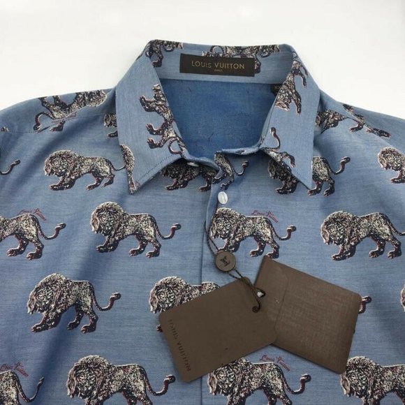 New Authentic Men Louis Vuitton Chapman Lion Shirt - Picture 9 of 10